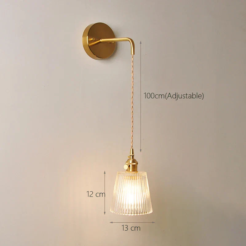 Glass Wall Sconce Lamp for Bedroom, Modern Led Bedside Light E27 Fixtures