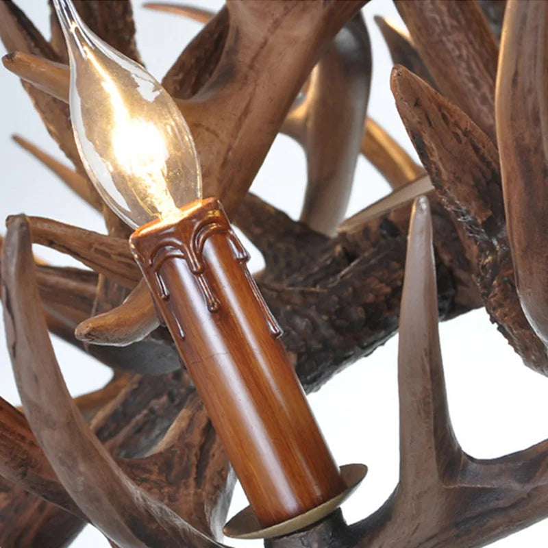 Antique Resin Antler Chandelier - Luxury Vintage Lighting Fixtures