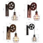 Industrial Pulley Wall Lamp Adjustable Sconce Light Fixture Loft Cafe Bar