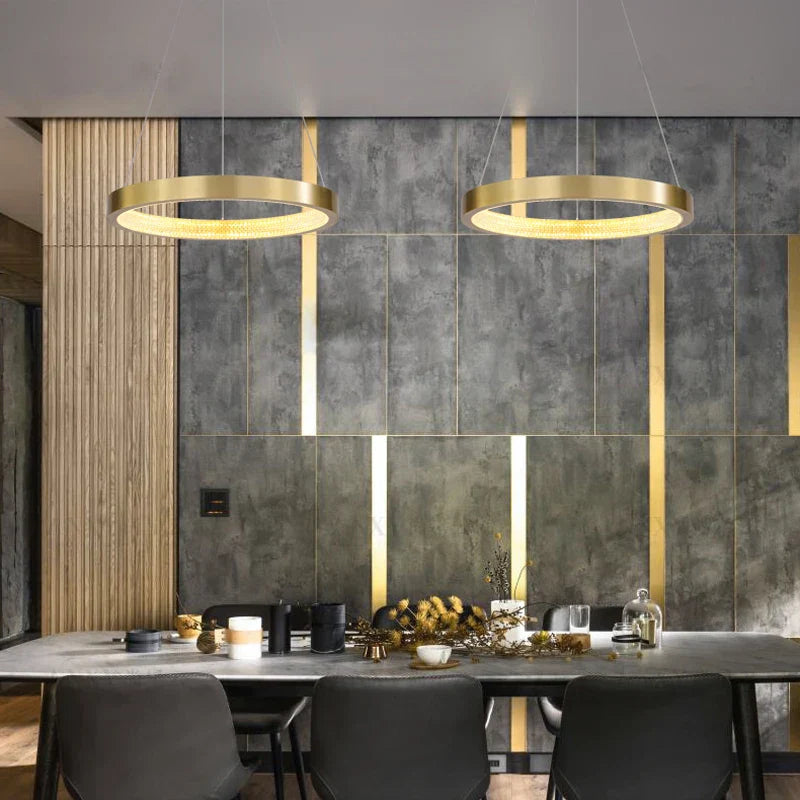 Gold Circle Chandelier Creative LED Lighting Modern Indoor Fixtures