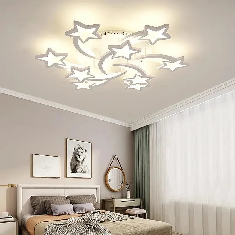 Modern LED Star Chandelier with Remote Control Indoor Lighting