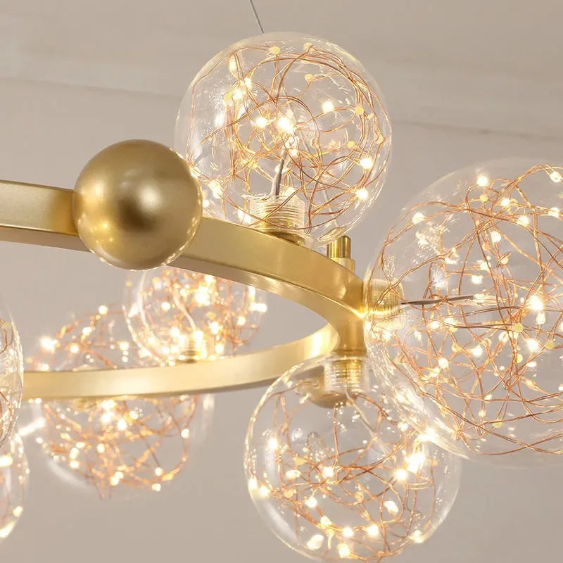 Nordic Glass Bubble LED Chandelier: Modern Parlor Dining Room Lighting for Romantic Atmosphere