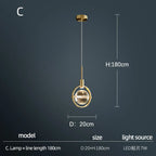 Nordic Crystal Chandelier Pendant for Bedroom Bar, Modern Luxury LED Light