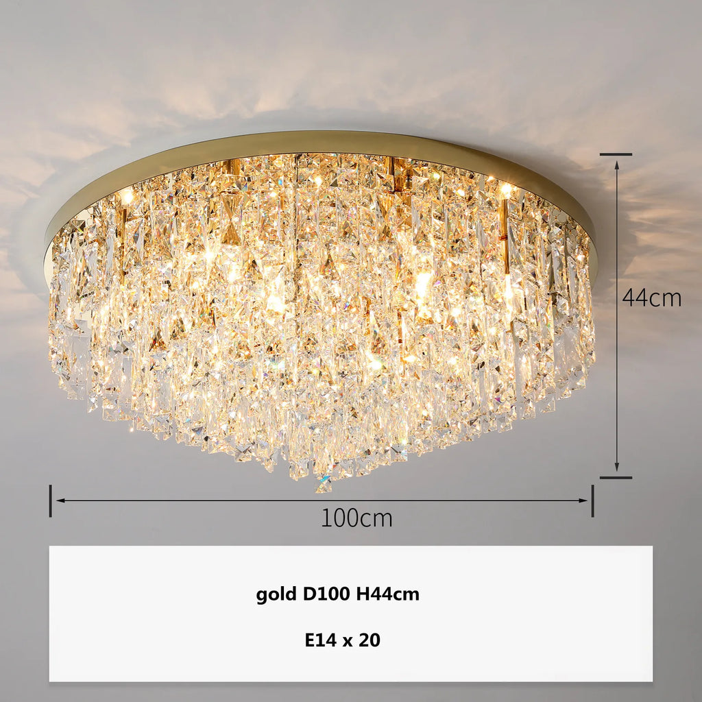Modern Bedroom Crystal Ceiling Lamp Gold/Chrome Steel LED Lights