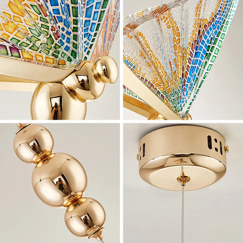 LED Butterfly Pendant Light for Living Room Chandelier - Colorful Acrylic Insect Fixture
