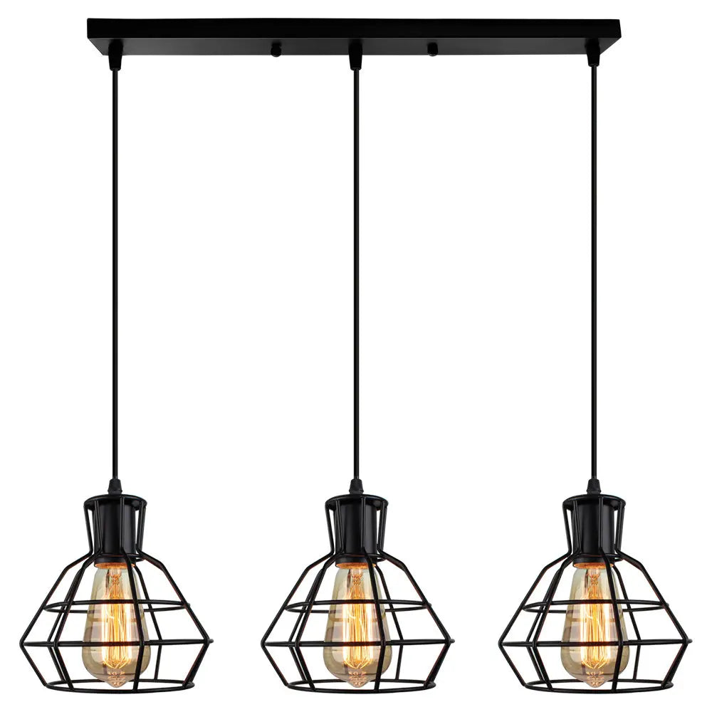 Modern Black Cage LED Pendant Light for Home & Commercial Lighting
