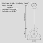 Bubble Glass LED Chandelier for Kids Room Kitchen Office Restaurant