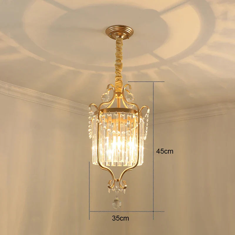 Gold Crystal Round Ceiling Chandelier for Living Room LED Light Fixtures