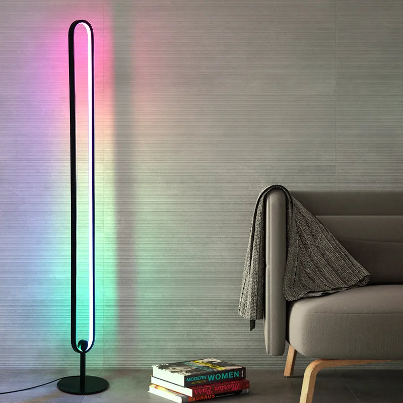 RGB LED Floor Lamp with Remote Control - Modern Minimalist Standing Light
