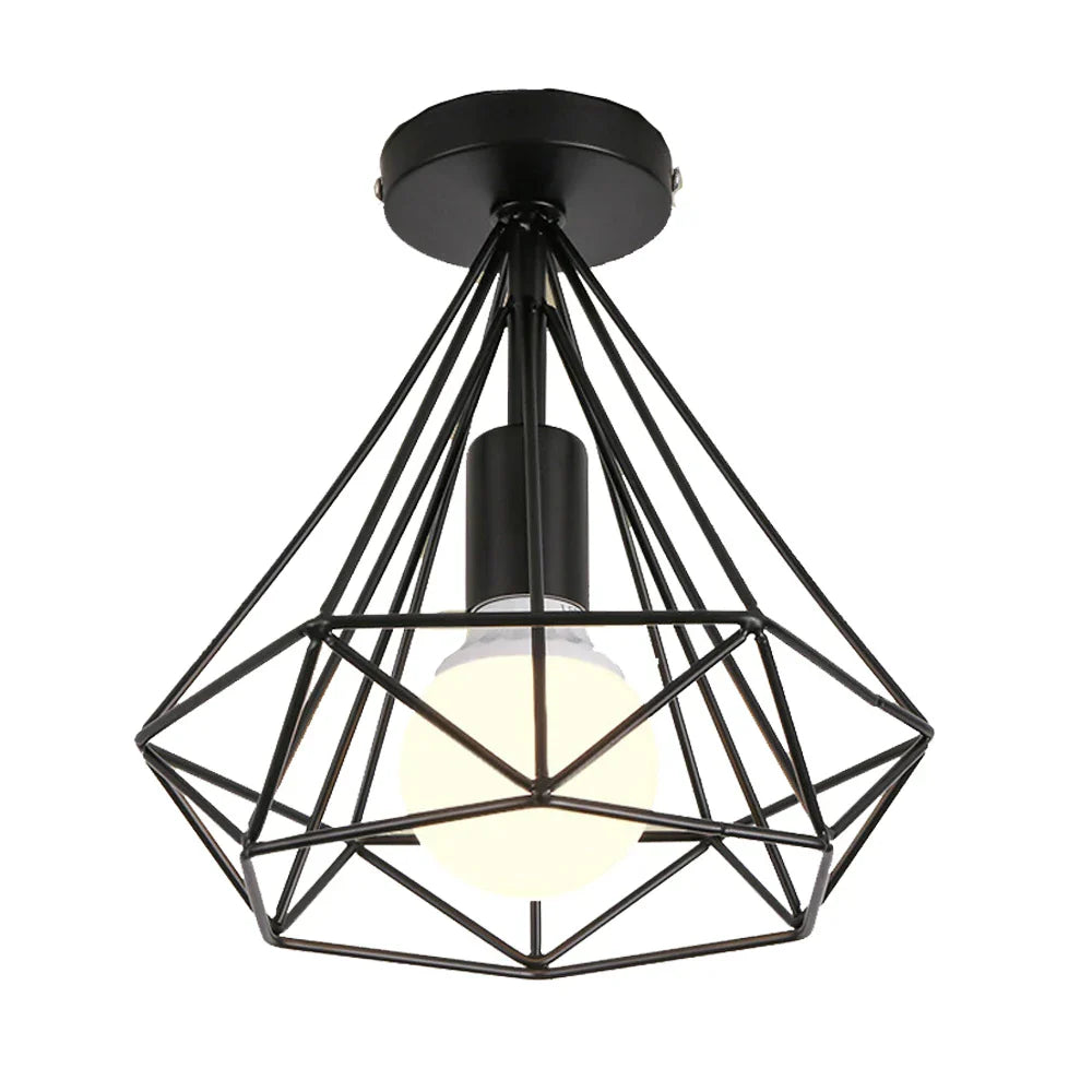 Industrial LED Pendant Light Vintage Loft Cage Hanging Lamp for Home Decor
