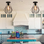 Iron Cage Chandelier Loft Ceiling Light for Kitchen Bedroom Living Room