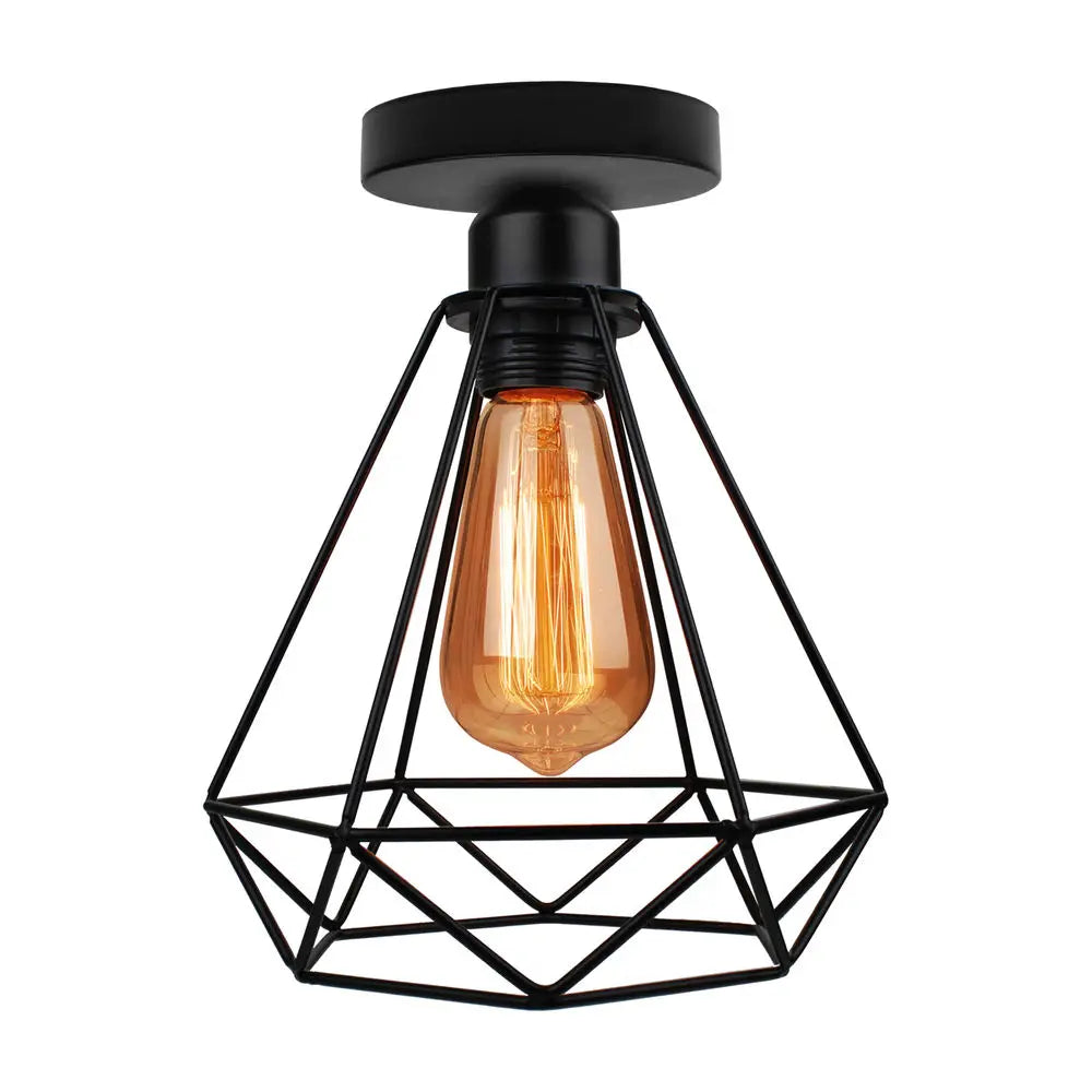 Vintage Industrial LED Ceiling Light Shade for Living Room Kitchen Cage Home Decor