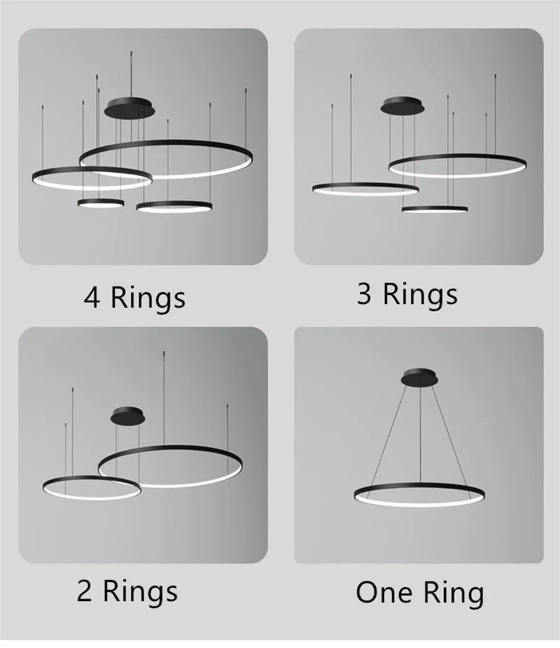 LED Ring Chandelier Ceiling Pendant Modern Round Circle Lamps