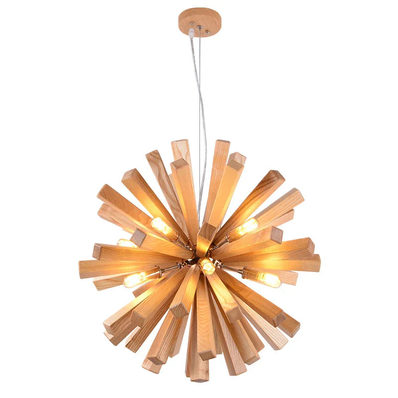 Dandelion Wooden Pendant Lights - Solid Wood Hanging Lamps for Dining Room & Restaurant