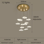 Lotus Leaf Acrylic Nordic LED Chandelier for Restaurant Living Room Hotel Villa