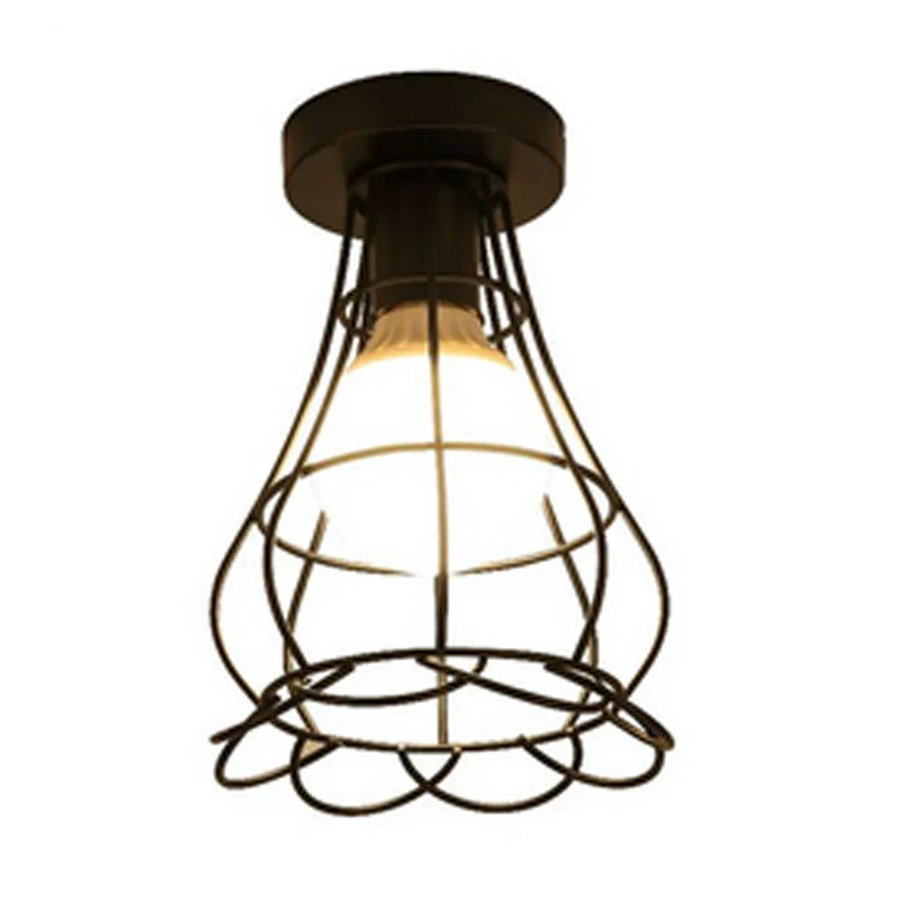 Vintage Industrial LED Ceiling Light Shade for Living Room Kitchen Cage Home Decor
