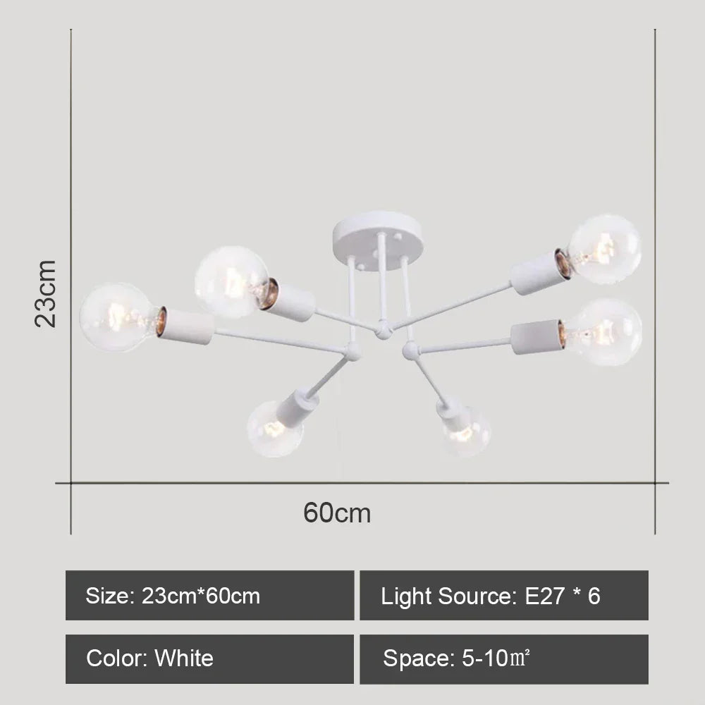 Retro Industrial Loft Sputnik Chandelier for Home Decor Dinning Cafe Bar