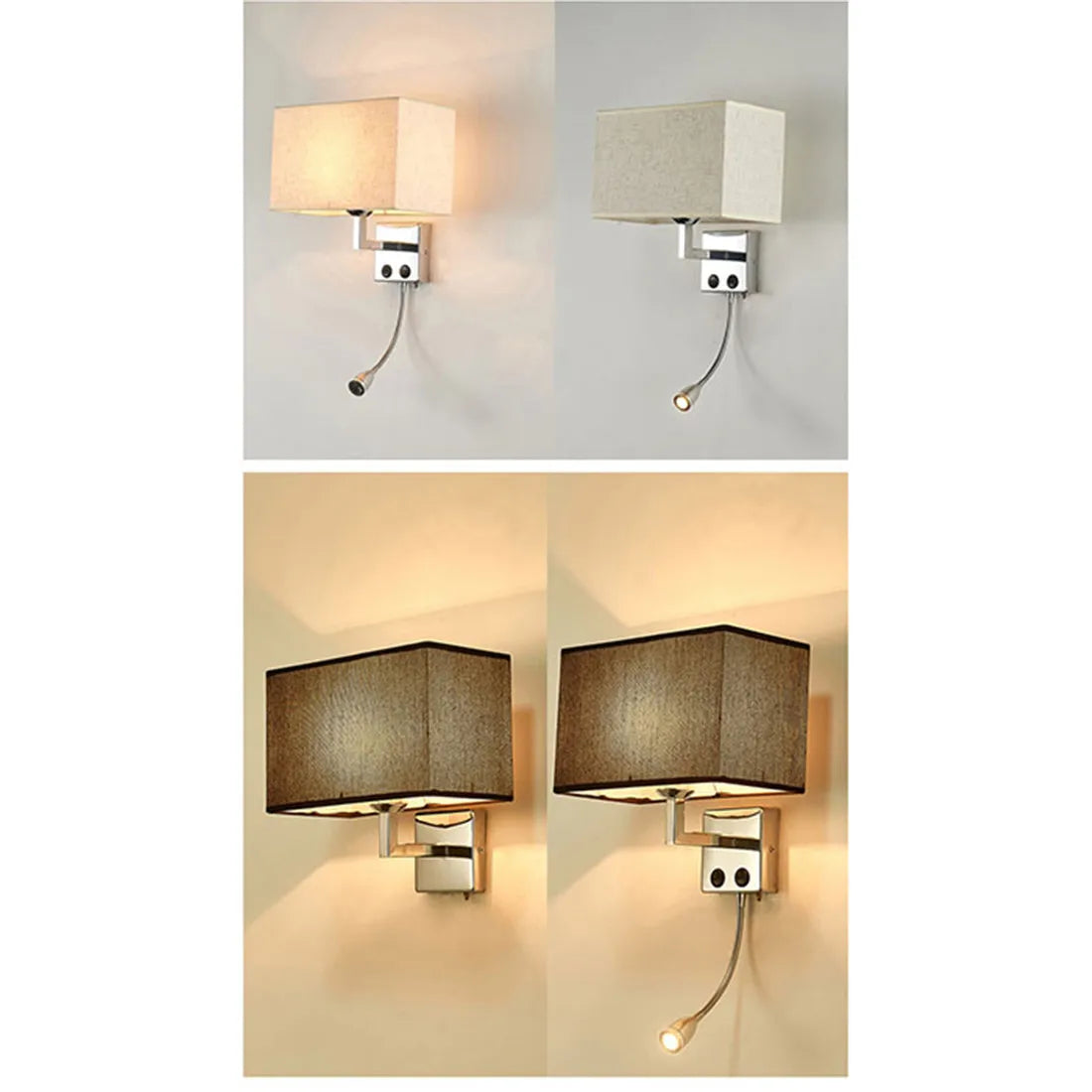 LED Minimalist Wall Lamps with Rectangle Texture Shade for Living Room & Bedroom