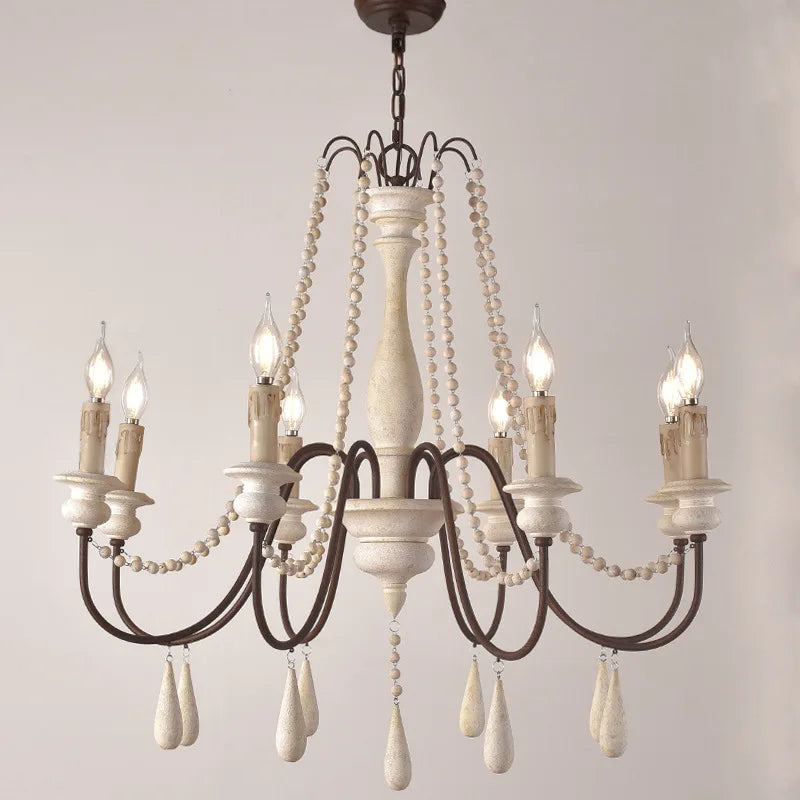 Wooden Retro Loft Chandelier - Mid Century Rustic Lighting for Living Room