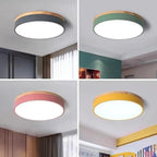 Modern Ultra-thin LED Ceiling Light Panel Solid Wood Surface Mount