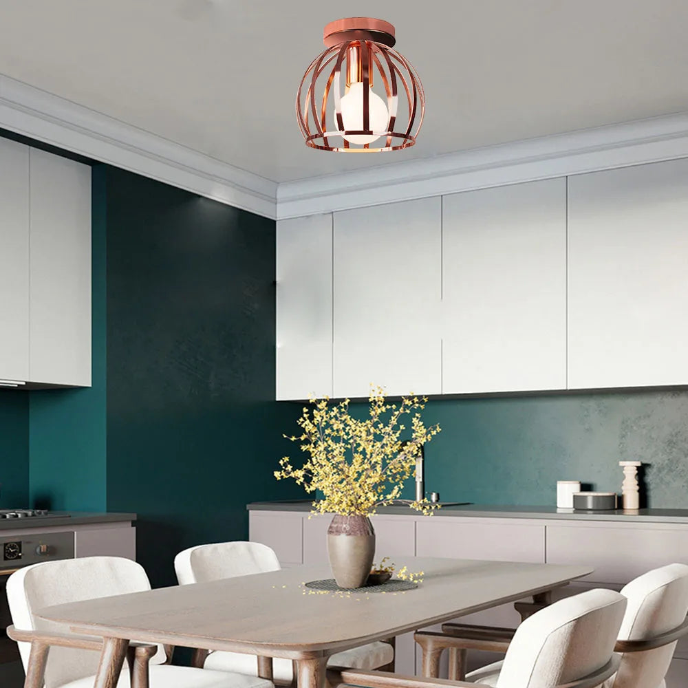 Watermelon Cage Pendant Light: Vintage Rustic Hanging Fixture for Home, Kitchen, Restaurant