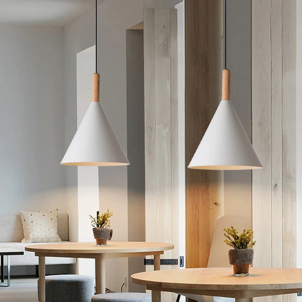 Nordic Wood LED Pendant Lights for Modern Kitchen Bars Bedroom Decor