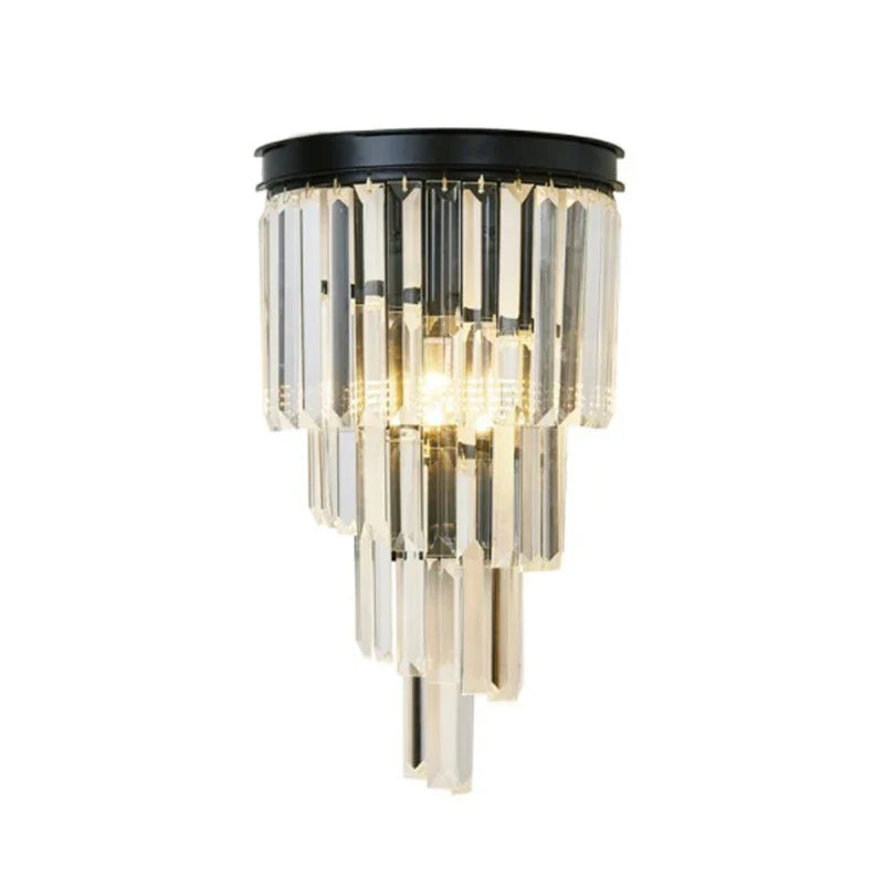 Black Gold Crystal Wall Lights for Bedroom Living Room Home LED Sconce
