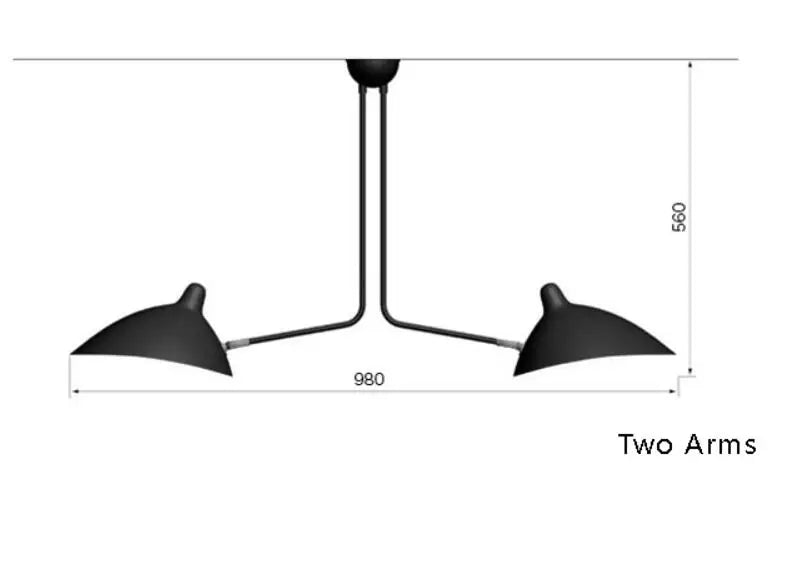 Black Swing Arm Chandelier | Loft Industrial Adjustable Lighting Fixture