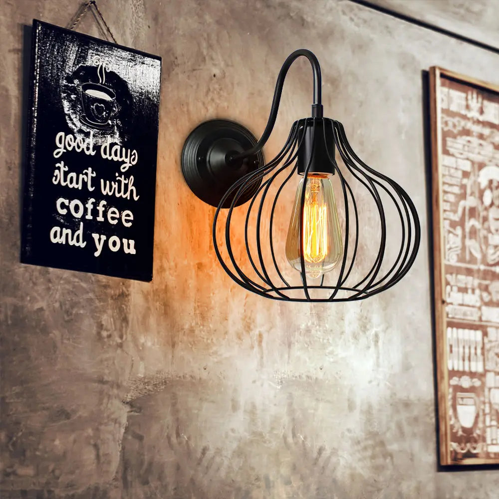 Industrial Iron Wall Sconce E27 Retro Loft Vintage LED Light Fixture