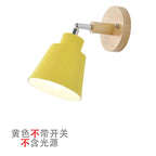 Nordic Wooden Wall Lights with Zipper Switch, Rotatable Modern Macaroon Sconce