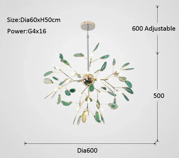 Agate Branch Chandelier - Nordic Glass LED Globe for Bedroom, Kitchen, Dining Room