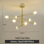 Black/Gold G9 LED Chandelier for Living Room Bedroom Modern Pendant Lighting