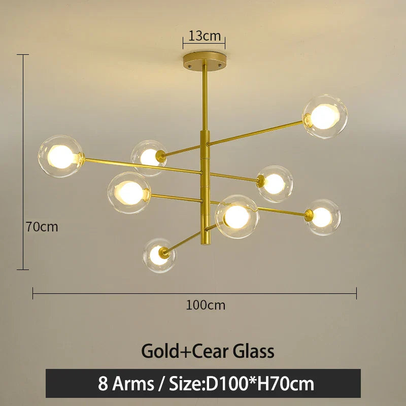 Black/Gold G9 LED Chandelier for Living Room Bedroom Modern Pendant Lighting