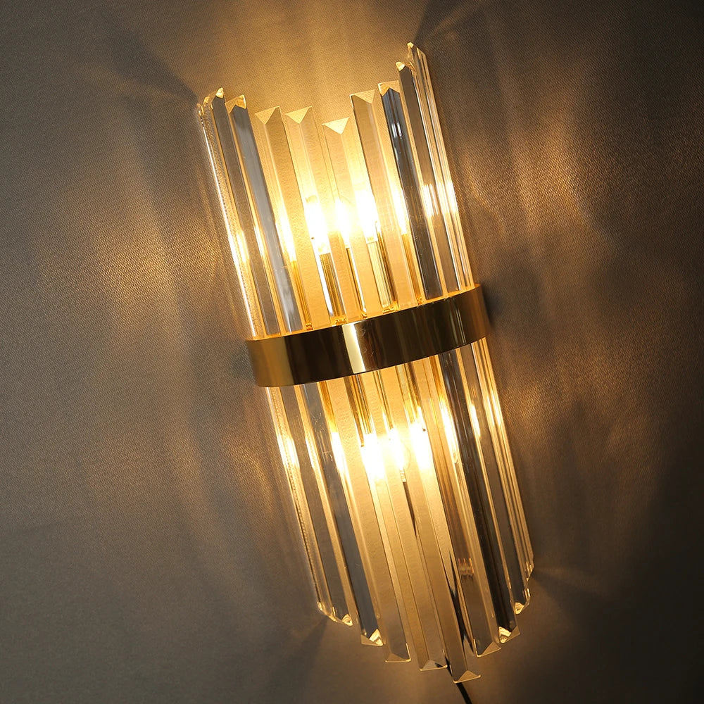 Modern Gold Crystal Wall Sconce LED Light for Living Room Bedroom Decor