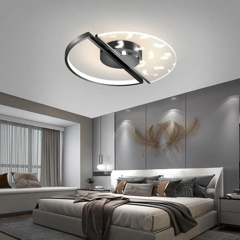 Luxury LED Feather Ceiling Light: Modern Dimmable Fixture for Bedroom & Living Room