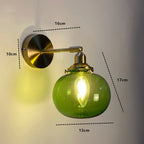 Nordic Glass Wall Lamp Rotatable Brass Bedside Sconce Light Fixture by Afralia™