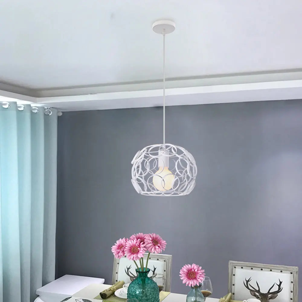 Industrial Iron Pendant Lights Modern Metal Cage E27 LED Hanging Lamp for Home & Restaurant