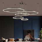 Modern LED Chandelier Brushed Rings Ceiling Mounted Lighting in Black & Coffee