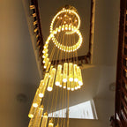 Golden LED Crystal Chandelier for Living Room Staircase