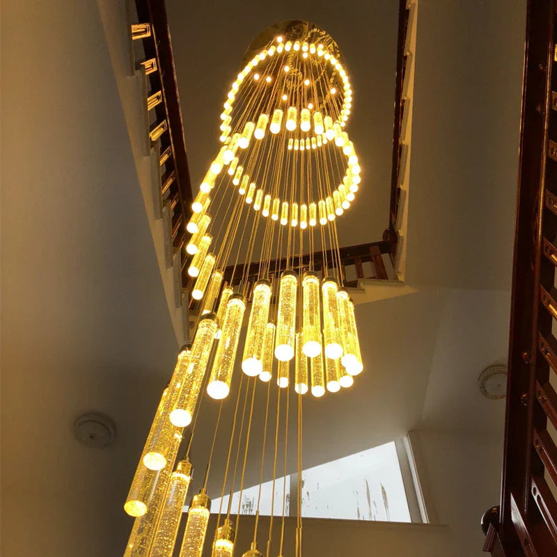 Golden LED Crystal Chandelier for Living Room Staircase