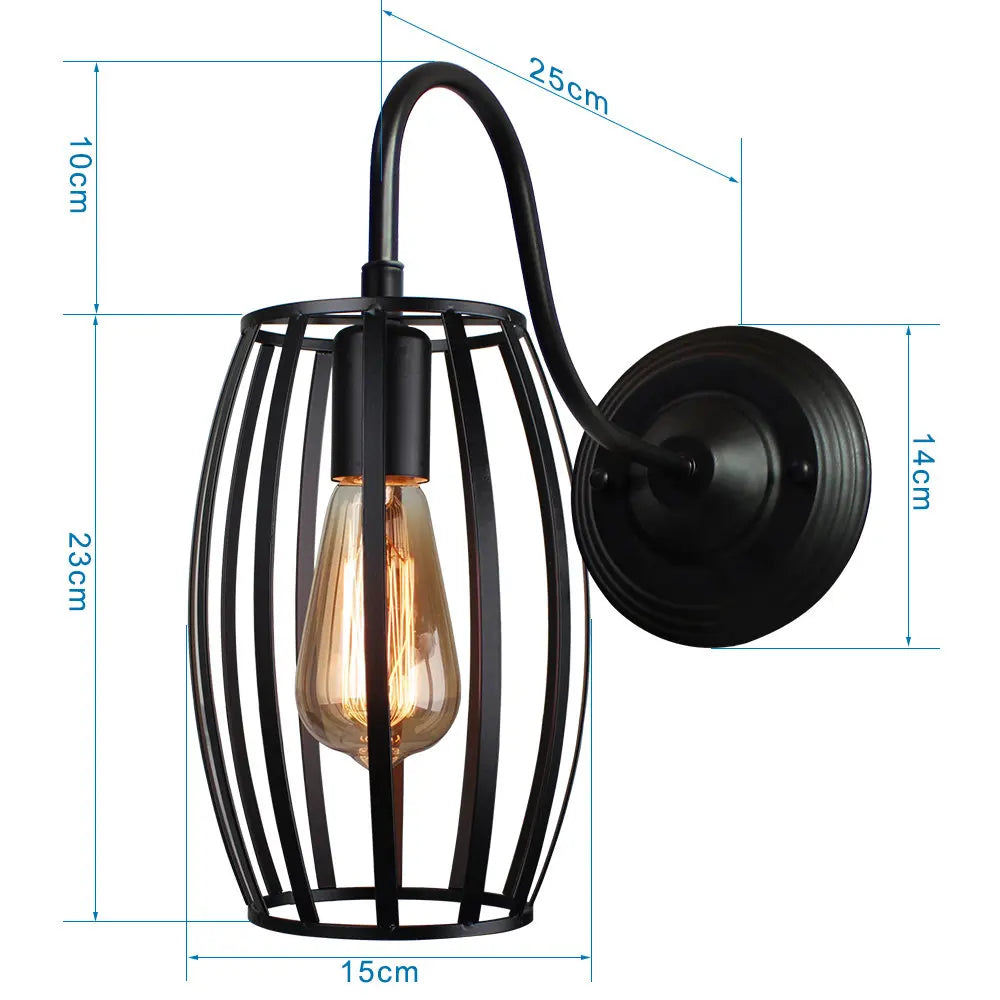 Iron Cage Guard Wall Sconce Vintage LED Light for Indoor Lighting
