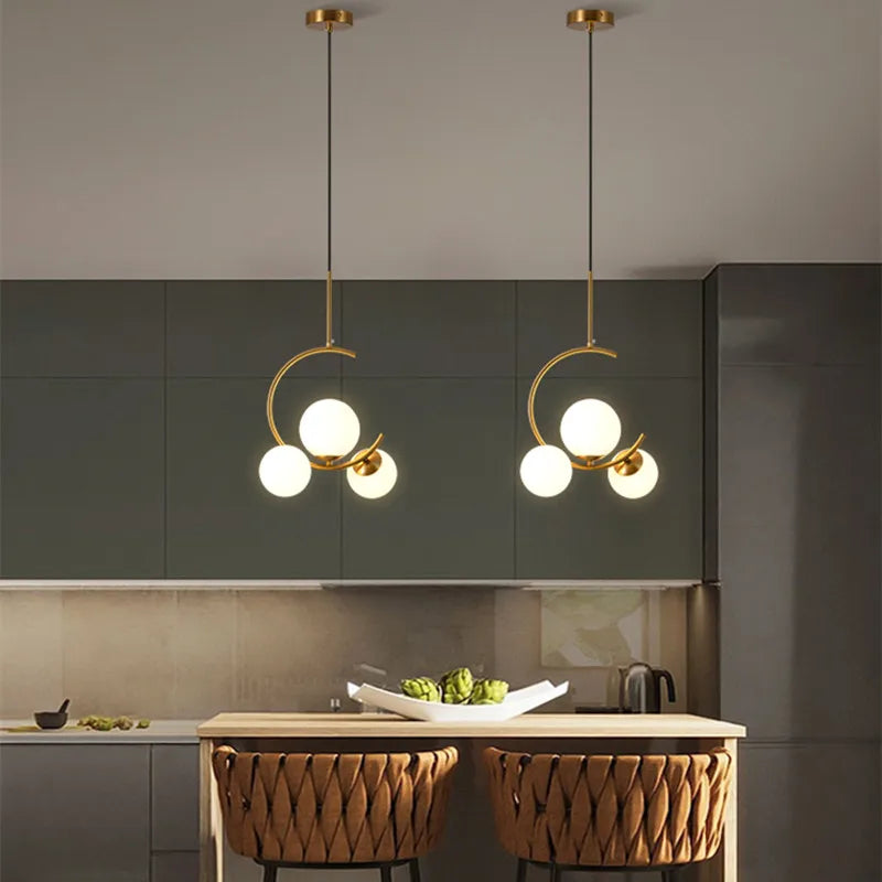 Gold Glass Ball Chandelier for Living Room Kitchen Bedroom - 220V 110V