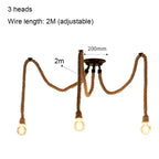 Spider Chandelier Hemp Rope Pendant Light Vintage Industrial Ceiling Lamp