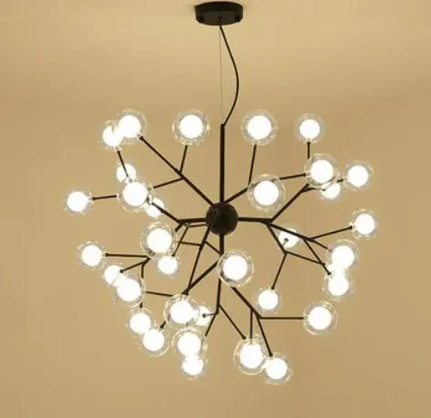 Heracleum Firefly Glass Ball Chandelier: Gold Luxury Lighting for Dining Kitchen Staircase