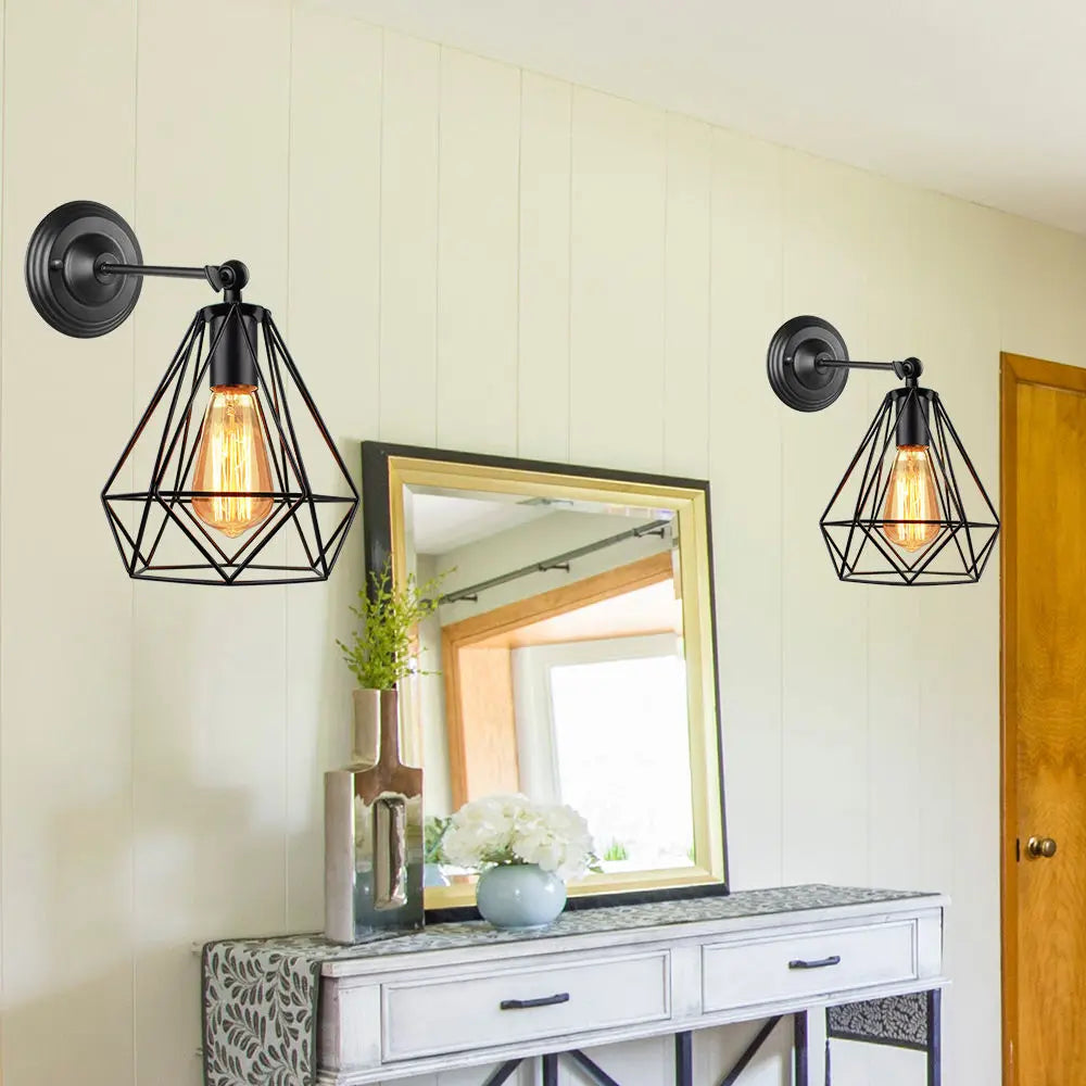 Vintage Industrial LED Cage Wall Light E27 Sconce Modern Indoor Lighting