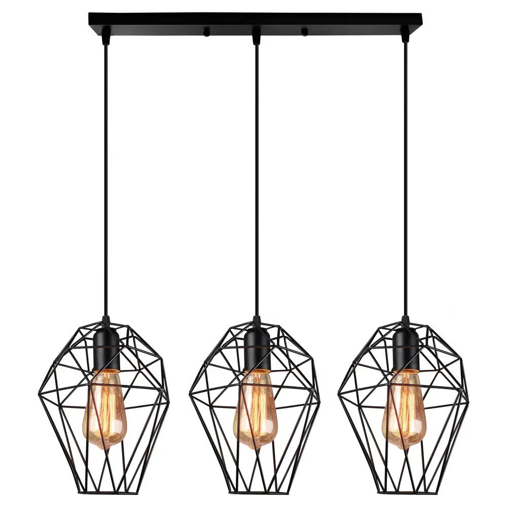 Modern Black Cage LED Pendant Light for Home & Commercial Lighting