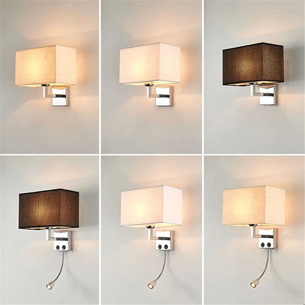 LED Minimalist Wall Lamps with Rectangle Texture Shade for Living Room & Bedroom