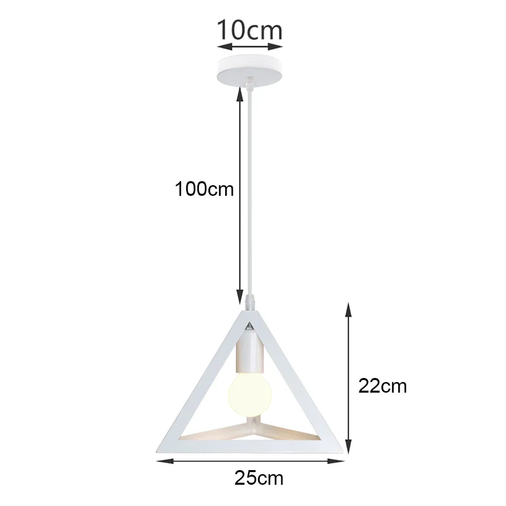 White Cage Industrial Pendant Light Fixture - Modern Loft Hanging Lamp