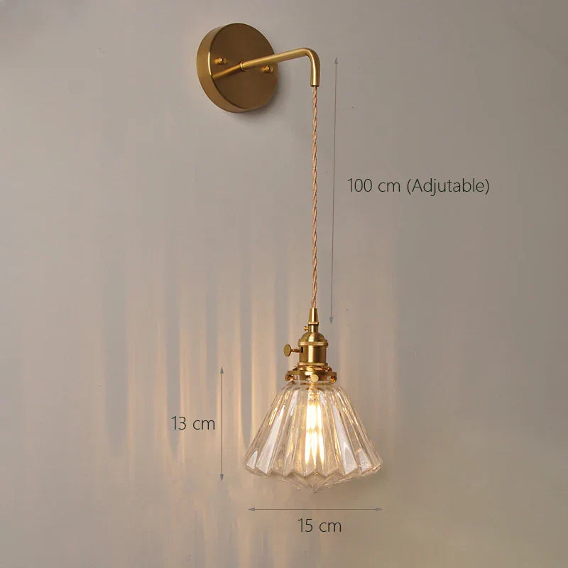 Glass Wall Sconce Lamp for Bedroom, Modern Led Bedside Light E27 Fixtures
