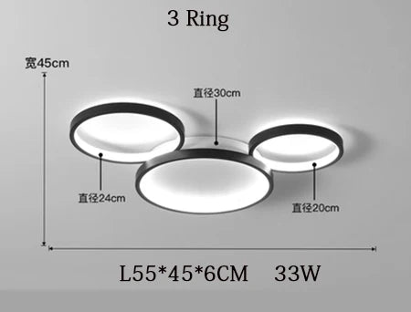 Nordic Remote Control LED Ceiling Lamp for Living Room, Study Room - Modern & Creative